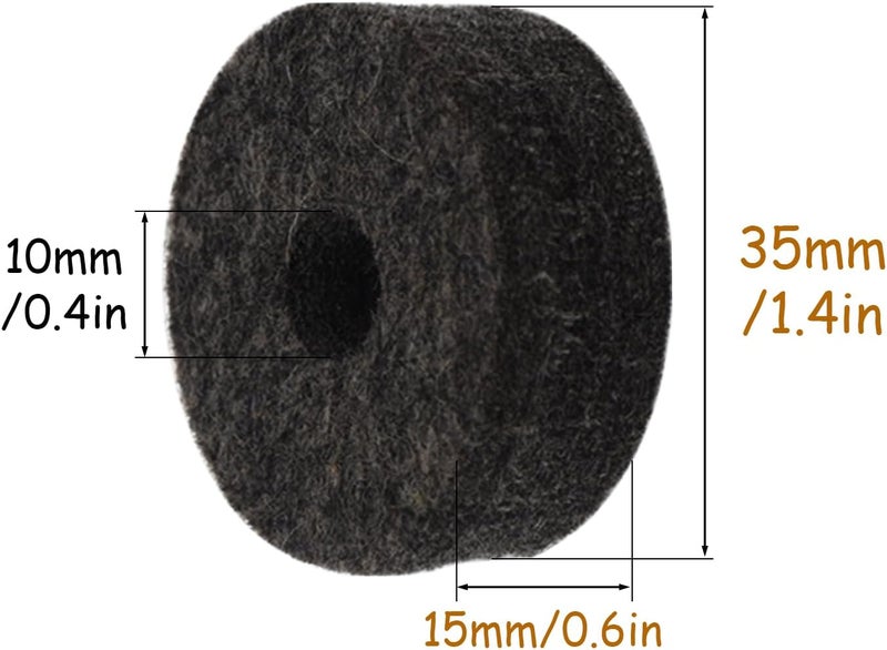 CashBeat 10 Pcs Black Soft Cymbal Stand Felt Washers, Round Drum Felts Replacement, Protect Cymbals & Enhance Sound, Essential Accessories for Drummers - Image 2